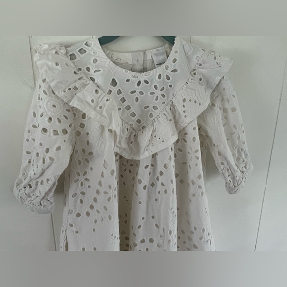 Nordstrom White Eyelet Collared Lined Dress Pockets Beach Wedding Size 5 - Picture 14 of 15